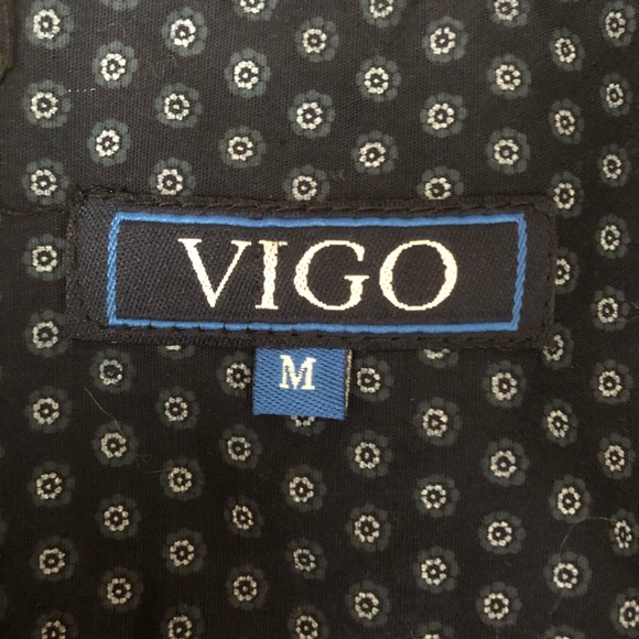 Vigo Mens Dress Shirt M Flip Cuff Contrast Burgundy Navy Blue - Picture 3 of 7